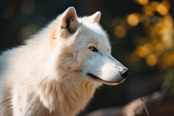 The Arctic white wolf or polar wolf portrait