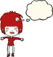 cartoon vampire girl with thought bubble