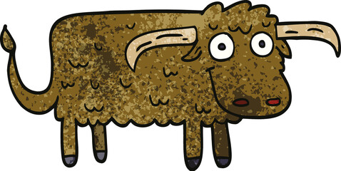 cartoon doodle hairy cow