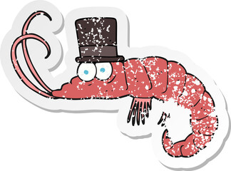 retro distressed sticker of a cartoon shrimp