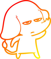 warm gradient line drawing annoyed cartoon elephant