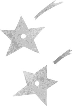 retro cartoon doodle of ninja throwing stars