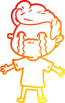 recommend clip art: warm gradient line drawing cartoon man crying