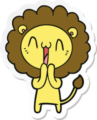 sticker of a happy cartoon lion