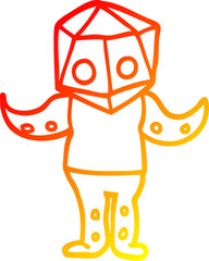 warm gradient line drawing cartoon weird alien