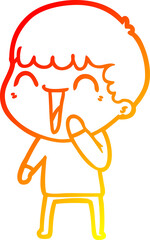 warm gradient line drawing cartoon happy man