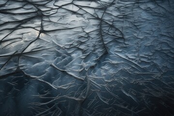Winter Ice Texture with Intricate Network of Cracks