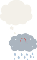 cute cartoon cloud and thought bubble in retro style