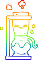 rainbow gradient line drawing happy cartoon coffee pot