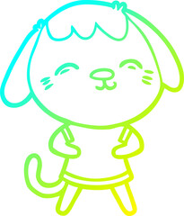 cold gradient line drawing happy cartoon dog