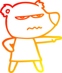 warm gradient line drawing cartoon angry bear polar girl pointing