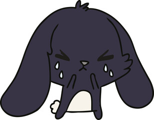 cartoon of cute kawaii sad bunny