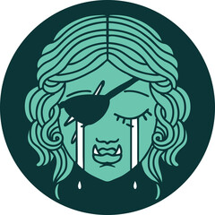 crying half orc rogue character face icon