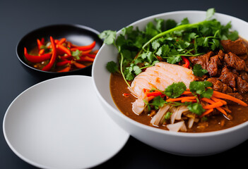 Thai recipe: Jaew bong with fresh vegetables and sticky rice.