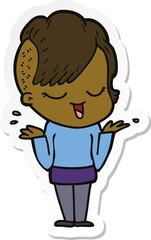 sticker of a happy cartoon girl