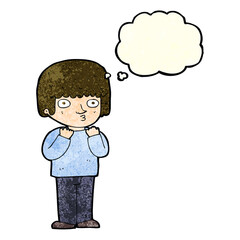 cartoon surprised man with thought bubble