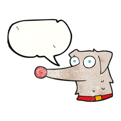 speech bubble textured cartoon dog with collar