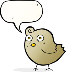 funny cartoon bird with speech bubble