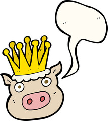 speech bubble cartoon crowned pig