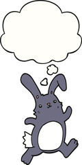 cartoon rabbit running and thought bubble