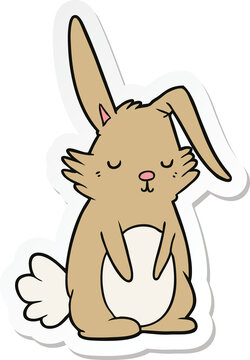sticker of a cartoon sleepy rabbit
