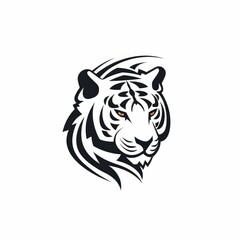 tiger head vector logo on white background, generative AI