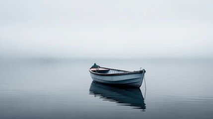 Naklejka premium a beautiful boat on the sea hyper-realistic, generative AI