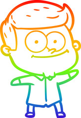 rainbow gradient line drawing cartoon happy man