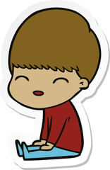 sticker of a happy cartoon boy