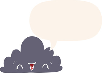 cute cartoon cloud and speech bubble in retro style