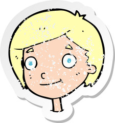 retro distressed sticker of a cartoon happy boy