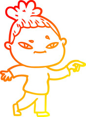 warm gradient line drawing cartoon woman