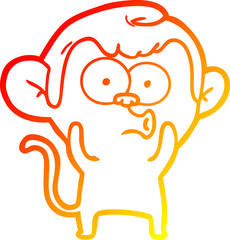 warm gradient line drawing cartoon hooting monkey