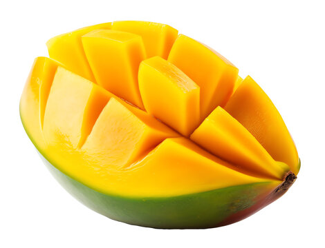 mango cut in half isolated on transparent background