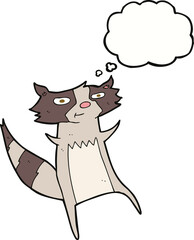 cartoon raccoon with thought bubble