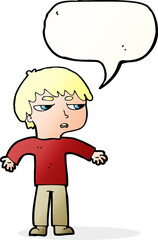 cartoon annoyed boy with speech bubble