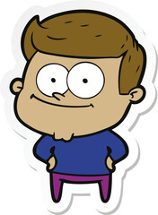 sticker of a cartoon happy man