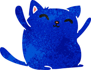 retro cartoon of cute kawaii cat