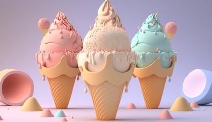  Illustration of IceCreams- AI generative