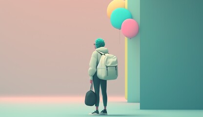  Illustration of character working from home- AI generative