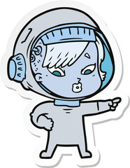 sticker of a cartoon astronaut woman