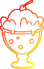 warm gradient line drawing tasty dessert