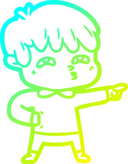 cold gradient line drawing cartoon man confused