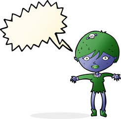 cartoon vampire girl with speech bubble
