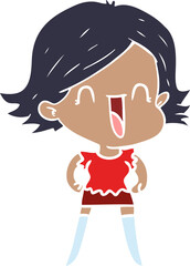 flat color style cartoon happy woman