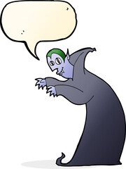 cartoon spooky vampire with speech bubble