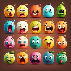  Cute smiley emoticons Illustration - AI generative