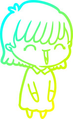 cold gradient line drawing cartoon woman