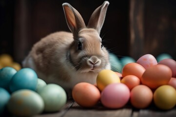 easter bunny with eggs