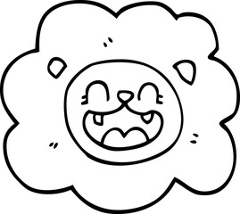 line drawing cartoon happy lion